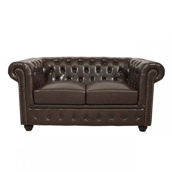 ΚΑΝΑΠΕΣ 2ΘΕΣΙΟΣ T.CHESTERFIELD HM3010.01 ΤΕΧΝΟΔΕΡΜΑ ΣΚΟΥΡΟ ΚΑΦΕ