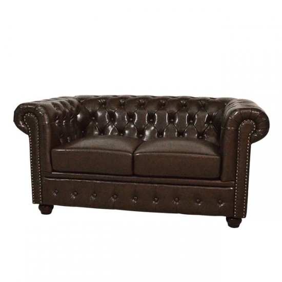 ΚΑΝΑΠΕΣ 2ΘΕΣΙΟΣ T.CHESTERFIELD HM3010.01 ΤΕΧΝΟΔΕΡΜΑ ΣΚΟΥΡΟ ΚΑΦΕ