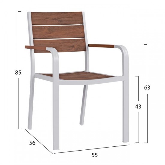 ΠΟΛΥΘΡΟΝΑ ΑΛΟΥΜΙΝΙΟΥ ΛΕΥΚΗ ΜΕ POLYWOOD HM5127.01 55x59x85Υεκ.