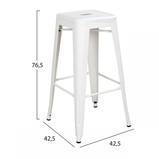 ΣΚΑΜΠΩ BAR ΜΕΤΑΛΛΙΚΟ HM0020.21 MELITA ΣΕ MILK WHITE 42,5x42,5x76,5 εκ