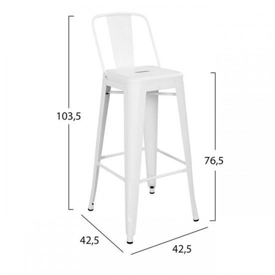 ΣΚΑΜΠΩ BAR ΜΕΤΑΛΛΙΚΟ HM0088.21 MELITA ME ΠΛΑΤΗ MILK WHITE 43Χ43Χ104Υεκ.