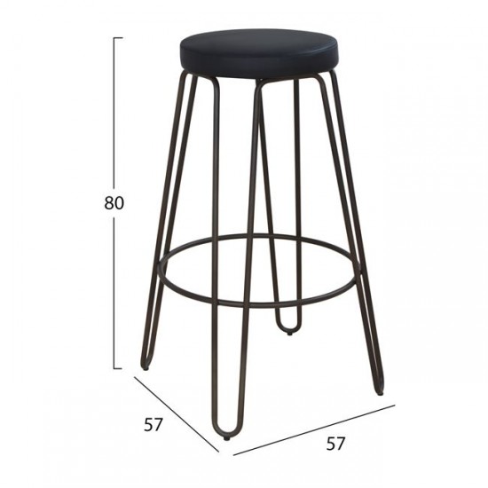 ΣΚΑΜΠΩ BAR ΜΕΤΑΛΛΙΚΟ HM0098.04 KELLY RUSTY+PU ΜΑΥΡΟ 57x57x80Υεκ.