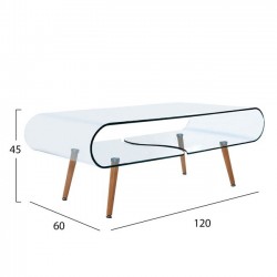 ΤΡΑΠΕΖΙ ΣΑΛΟΝΙΟΥ ΓΥΑΛΙΝΟ ΜΕ ΞΥΛΙΝΟ ΠΟΔΙ 120X60X45Υεκ.HM8087