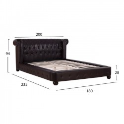 ΚΡΕΒΑΤΙ HAZEL HM548.02 ΔΙΠΛΟ 150Χ200 Τ.CHESTERFIELD ΚΑΦΕ PU