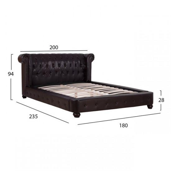 ΚΡΕΒΑΤΙ HAZEL HM548.02 ΔΙΠΛΟ 150Χ200 Τ.CHESTERFIELD ΚΑΦΕ PU