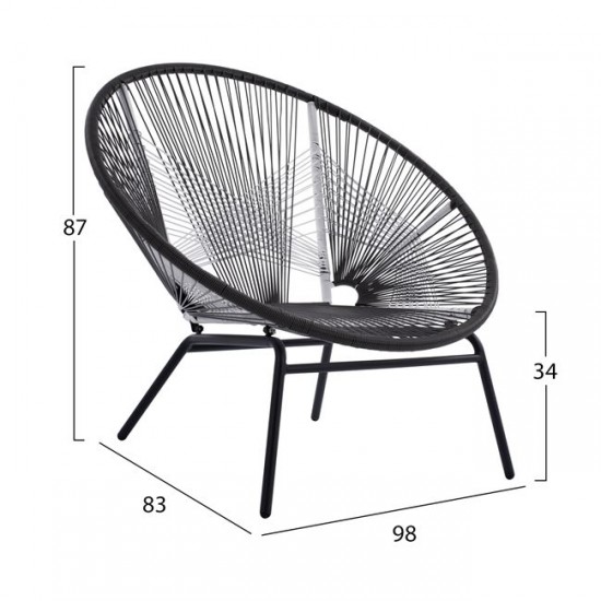 ΚΑΡΕΚΛΑ RATTAN  HM5489 ΜΕ ΓΚΡΙ WICKER ΣΕ ΣΧΗΜΑ ΦΩΛΙΑΣ