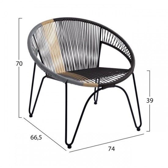 ΣΕΤ ΣΑΛΟΝΙΟΥ 4ΤΜΧ RATTAN HM5495 ΜE WICKER