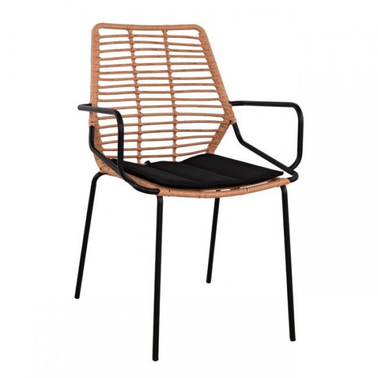 ΠΟΛΥΘΡΟΝΑ ΜΕΤΑΛΛΙΚΗ ALLEGRA HM5534 ΜΑΥΡΗ ΜΕ ΜΠΕΖ WICKER 57X58X89Y εκ.