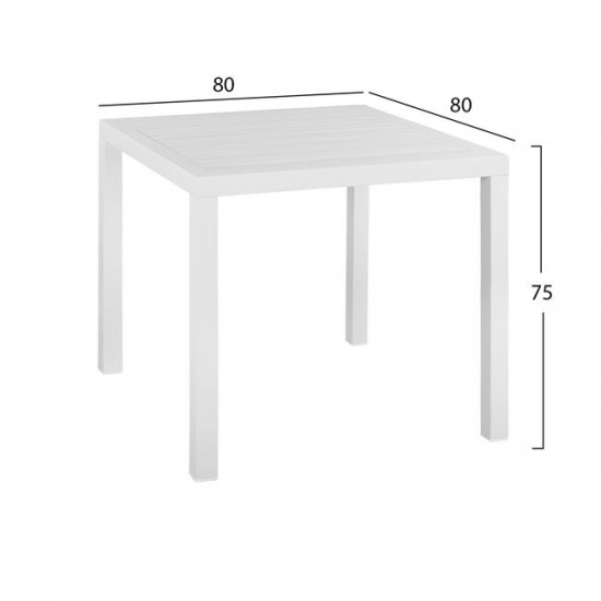 ΤΡΑΠΕΖΙ ΑΛΟΥΜΙΝΙΟΥ ΣΕ ΛΕΥΚΗ ΑΠΟΧΡΩΣΗ 80Χ80X75,5Υεκ. HM5572.01