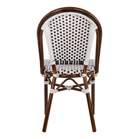 ΚΑΡΕΚΛΑ BISTRO ΑΛΟΥΜΙΝΙΟΥ BAMBOO LOOK ΜΕ ΛΕΥΚΟ-ΜΑΥΡΟ RATTAN HM5566.01 45x54x90Υεκ.