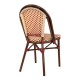 ΚΑΡΕΚΛΑ BISTRO ΑΛΟΥΜΙΝΙΟΥ BAMBOO LOOK ΜΕ ΜΠΕΖ & ΚΟΚΚΙΝΟ RATTAN HM5566.02 45x54x90Υεκ.