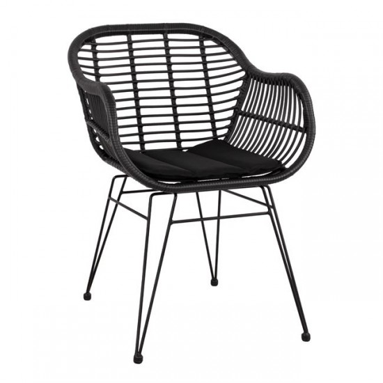 ΠΟΛΥΘΡΟΝΑ ΜΕ ΜΑΞΙΛΑΡΙ ΜΕΤΑΛΛΙΚΗ ALLEGRA HM5450.02 ΜΕ WICKER ΜΑΥΡΟ ΧΡΩΜΑ