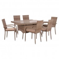 ΣΕΤ 7ΤΜΧ ΤΡΑΠΕΖΙ RATTAN & ΠΟΛΥΘΡΟΝΕΣ RATTAN ΜΠΕΖ ΚΑΦΕ HM10413.22