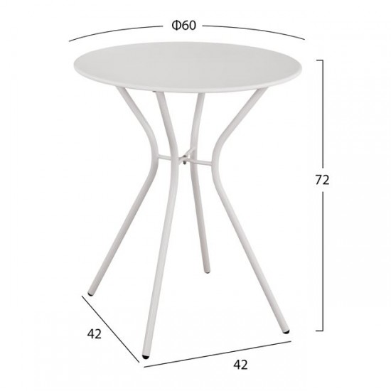 ΤΡΑΠΕΖΙ ΜΕΤΑΛΛΙΚΟ ΛΕΥΚΟ ABBY HM5524.02 Φ60X72Y εκ.