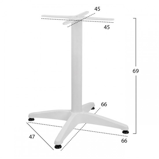ΒΑΣΗ ΑΛΟΥΜΙΝΙΟΥ 4ΝΥΧΗ 66x66x69Υεκ. ΜΕ ΣΤΑΥΡΟ 45x45εκ. HM448.02 ΛΕΥΚΗ