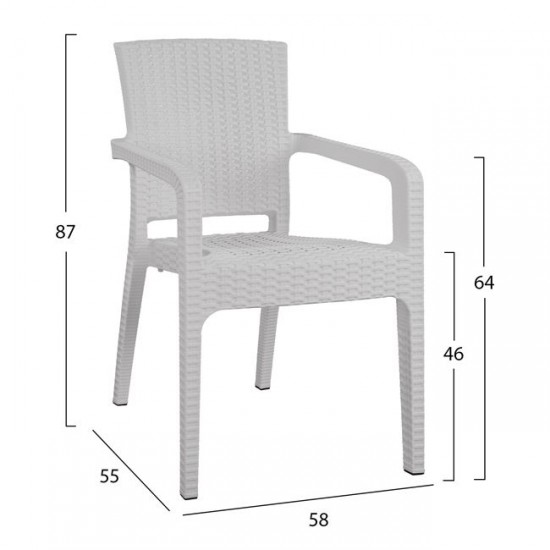 ΠΟΛΥΘΡΟΝΑ ΠΟΛΥΠΡΟΠΥΛΕΝΙΟΥ RATTAN HM5590.04 ΧΡΩΜΑ ΛΕΥΚΟ