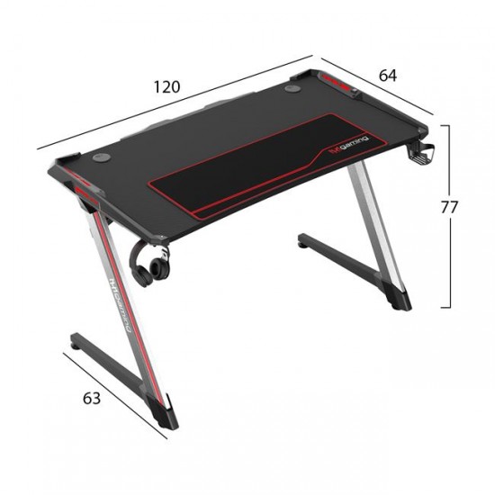 ΓΡΑΦΕΙΟ GAMING PRO RGB LED ΑΣΗΜΙ ΠΟΔΙ ΚΑΙ CARBON ΕΠΙΦΑΝΕΙΑ HM8570 120X64X77Υ εκ.