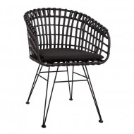 ΠΟΛΥΘΡΟΝΑ ΤΥΠΟΥ ΦΩΛΙΑ ΜΕΤΑΛΛΙΚΗ ALLEGRA HM5456.02 ΜΕ WICKER ΜΑΥΡΟ 59Χ56,5Χ83Υ εκ.