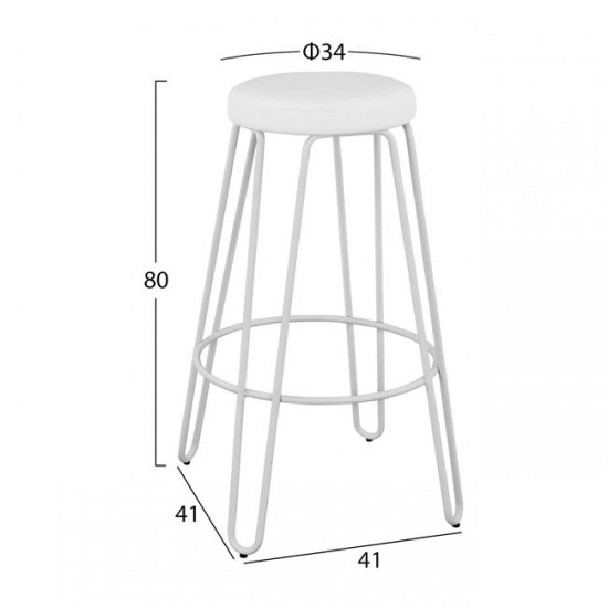 ΣΚΑΜΠΩ BAR ΜΕΤΑΛΛΙΚΟ HM0098.21 KELLY ΛΕΥΚΟ ΜΑΤ & PU ΛΕΥΚΟ 41x41x80 εκ.